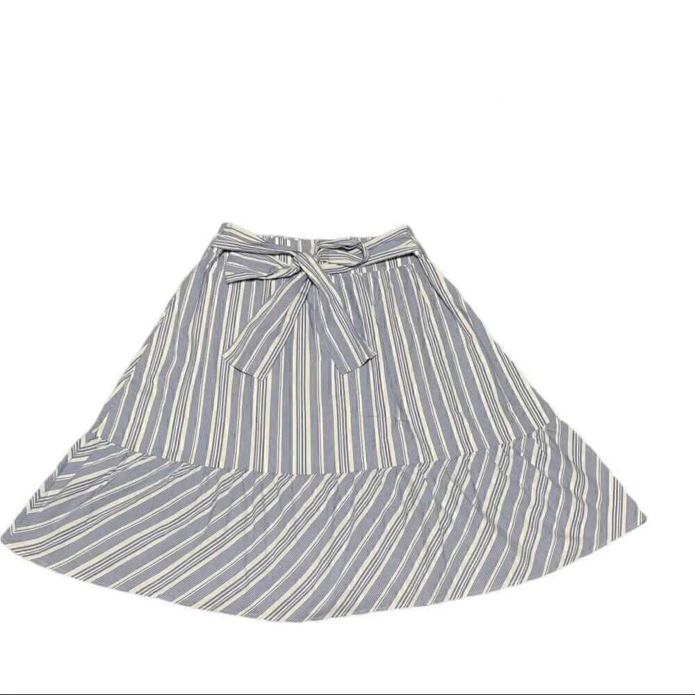 NWT J by J. Crew Blue and White Striped Fit and Flare Skater Skirt Sz 8